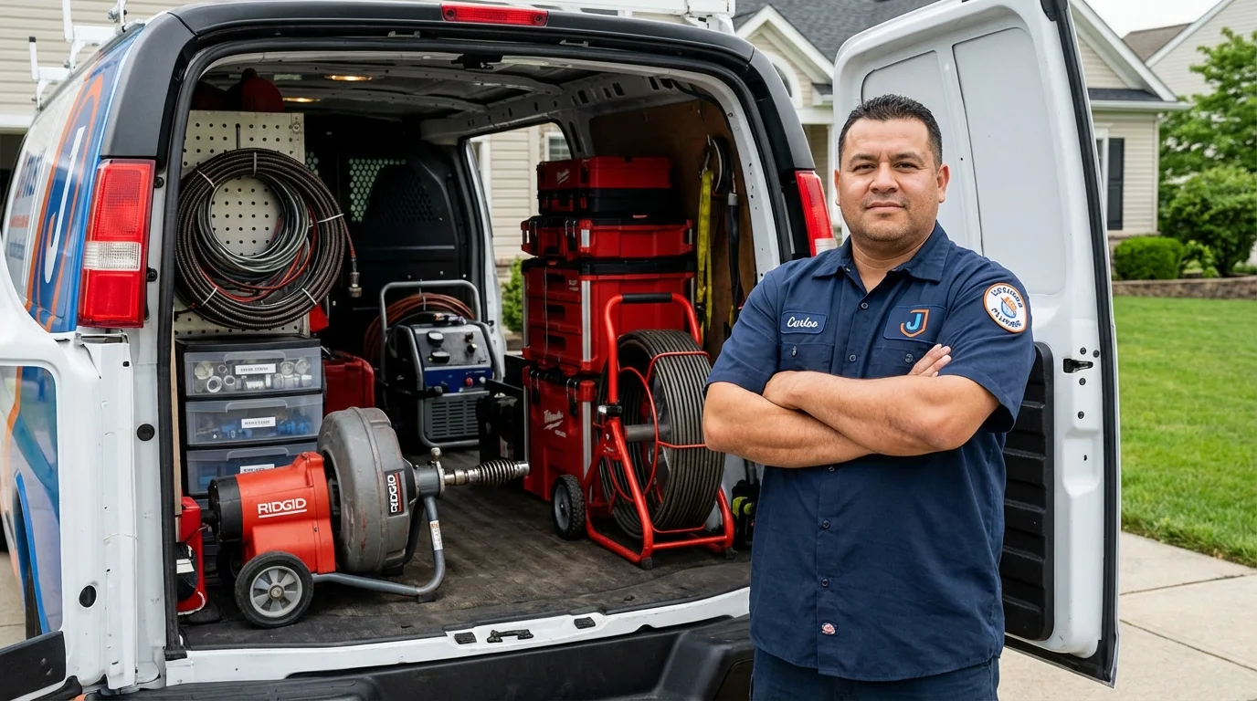 Professional drain cleaning equipment and Johns Plumbing LLC plumber in Redmond