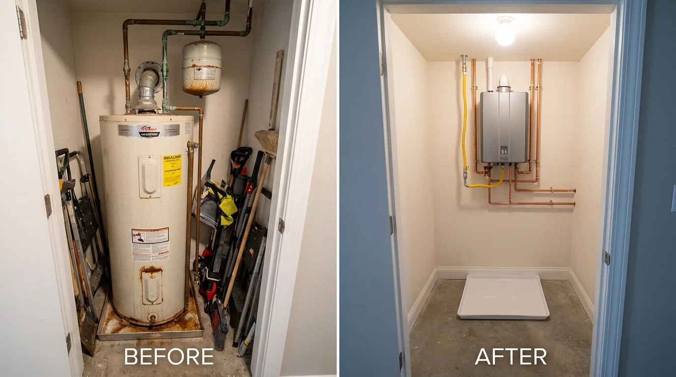 Tank water heater versus wall-mounted tankless unit comparison for Redmond, OR homeowners