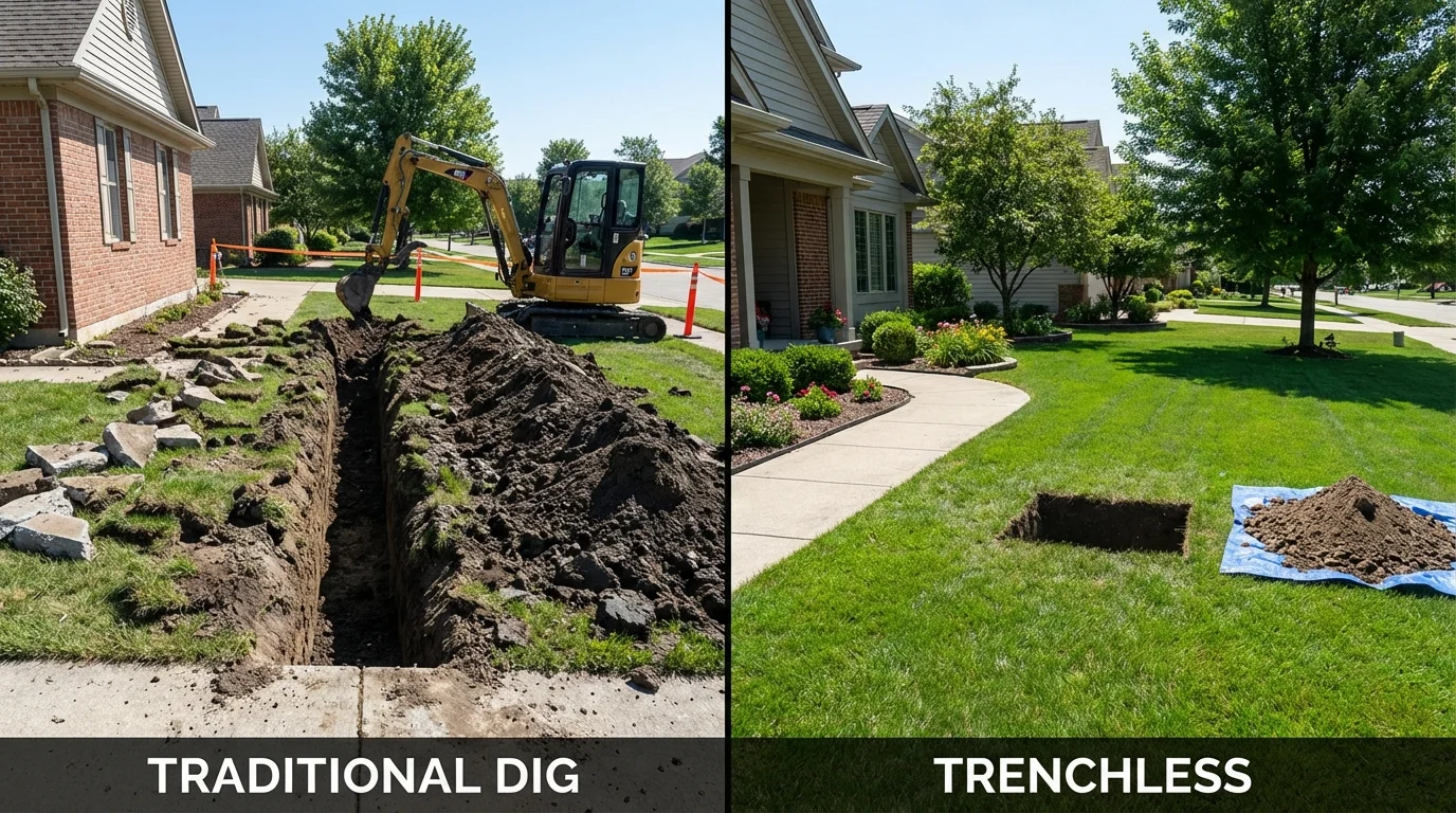 Trenchless sewer repair with minimal yard damage versus traditional excavation in Redmond, OR